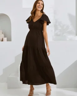 Serena Maternity Cotton Dress in Black