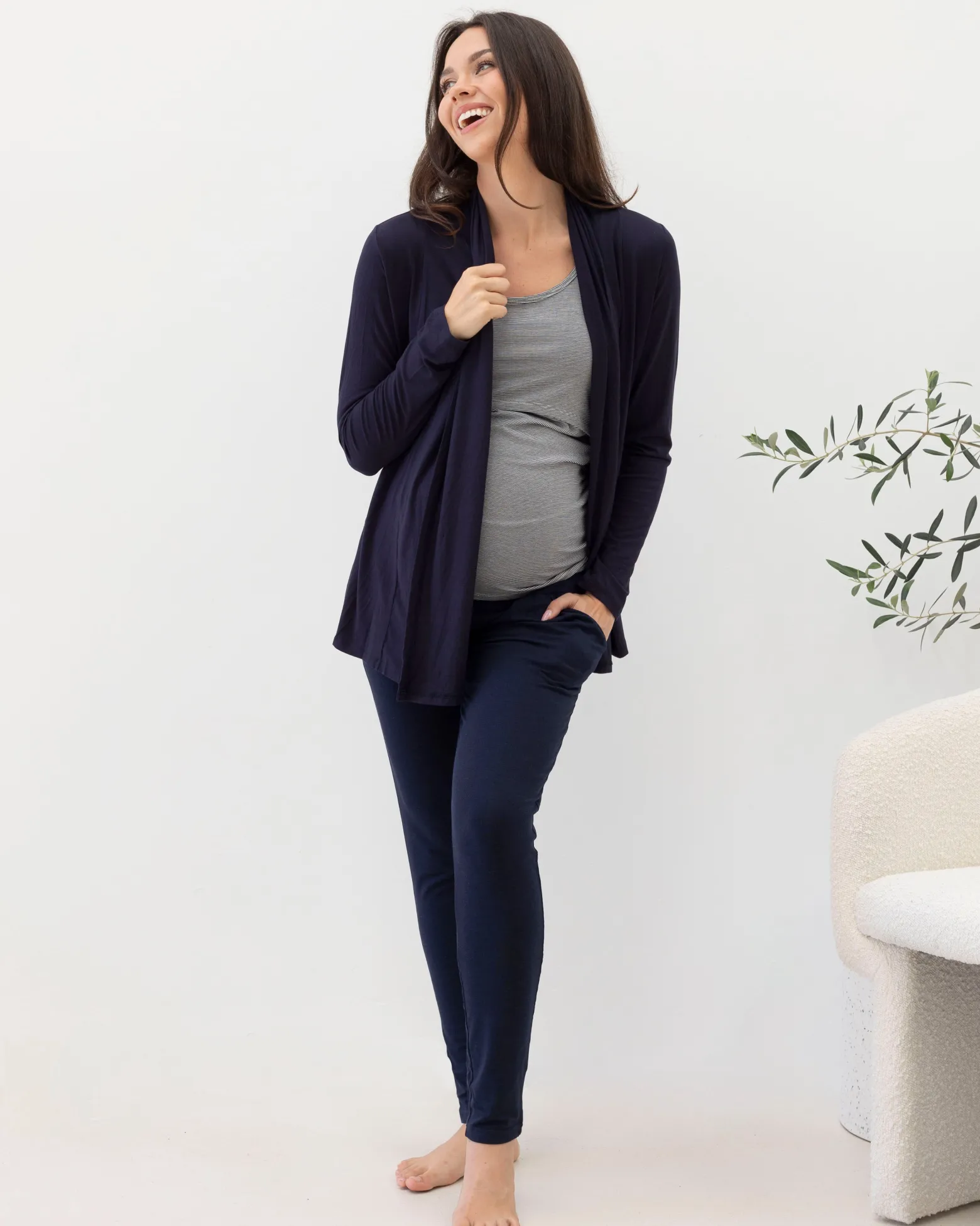 Silvia "Street to Home" Bamboo Maternity 3 Piece Outfit Set in Navy