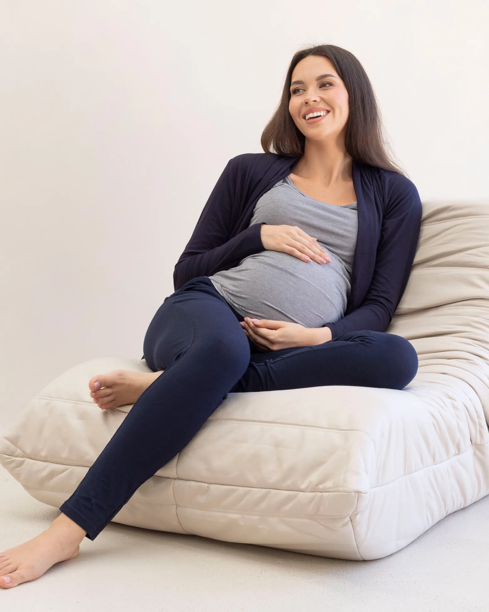 Silvia "Street to Home" Bamboo Maternity 3 Piece Outfit Set in Navy