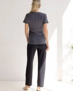 Steph Maternity Mid Waist Stretch Work Pants - Black