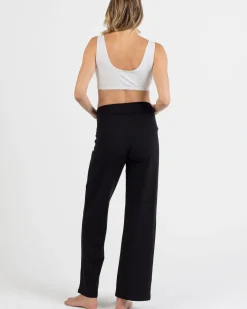 Straight Cut Maternity Bamboo Pants in Black