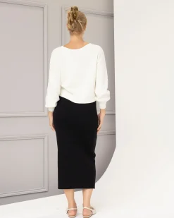 Sylvie Luxury Maternity Cotton Cropped White Sweater