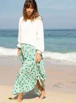 Sylvie Luxury Maternity Cotton Cropped White Sweater