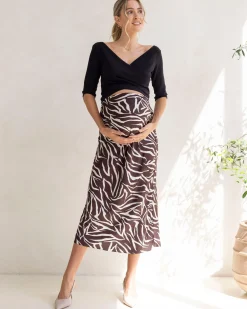 Tracy Maternity Midi Skirt in Zebra Print