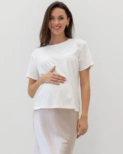 Versatile and Comfortable Maternity Cotton Tee in White