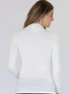 White Maternity Crossover Bamboo Long Sleeve Top