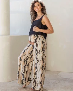 Wide Leg Summer Maternity Pant in Zebra Print