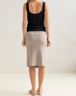 Wool Blend Knit Maternity Overlap Split Skirt