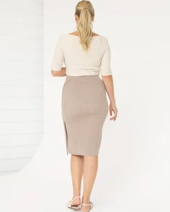 Wool Blend Knit Maternity Overlap Split Skirt