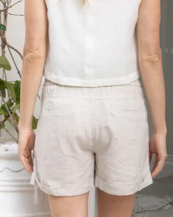 Zola Maternity Linen Shorts In Sand